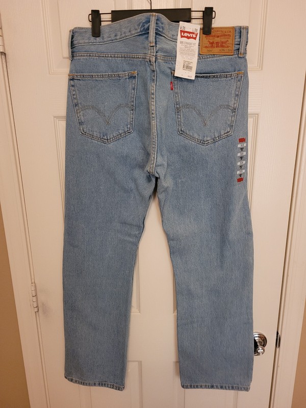 Levi's Men's 505 Regular Fit Straight Blue Jeans Light Wash 36x30 NWT Cotton gallery