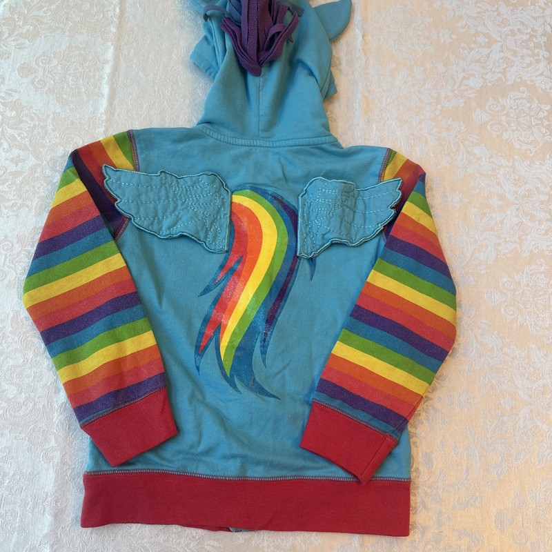 My Little Pony Rainbow Dash Roll play Hoodie Unicorn Girls Size 6X Mohawk Mane gallery