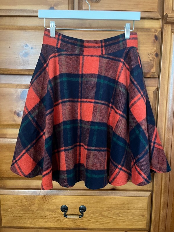 Tanming Lamb Wool Blend Skirt Tartan Plaid Red Size 4 Flared Mini Skirt