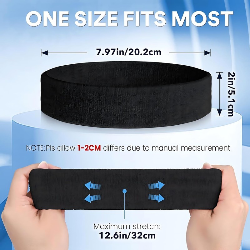 6pack Sports Headband Yoga Gym Sweatband Women Men Hair Bands Head Sweat Band gallery