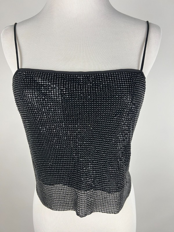*NWT* ALICE + OLIVIA ‘Grazi Embellished Spaghetti Strap Top’ – S, Black