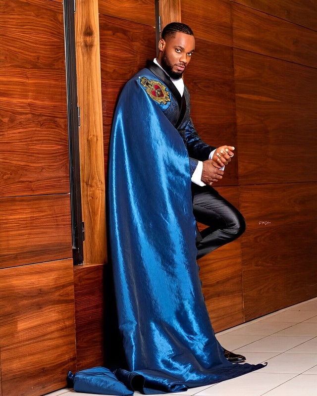 Men's Royal Satin Suits Jacket with long Cape Fashion Formal Party Wear 3 Pieces gallery