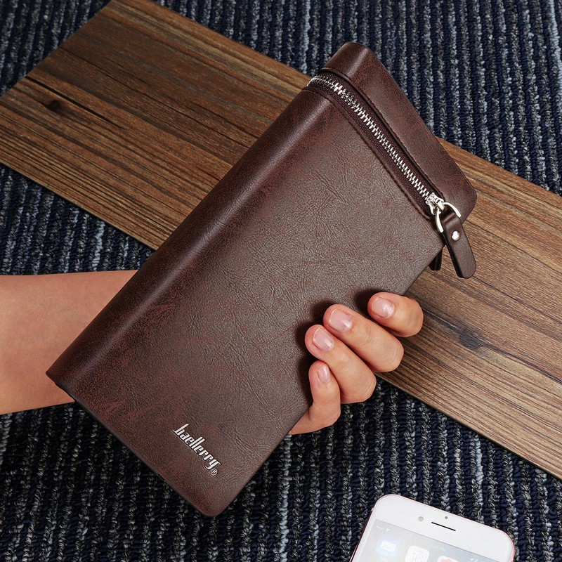 Mens Leather Wallet Large Capacity Bifold Long Card Holder Purse Business Clutch gallery