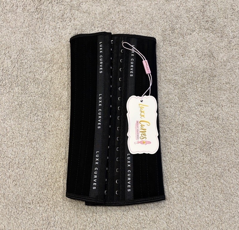 New In Package Luxx Curves Black Waist Trainer, Size XS, Medium Torso
