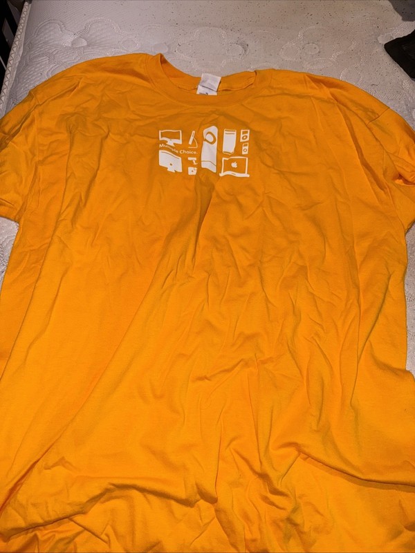 Apple Computers Multiple Choice Mac Ipod Suffle Yellow T-Shirt Size XL