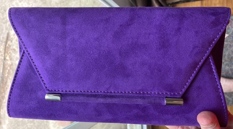 Vegan suede convertible “Call it Spring” clutch handbag-vivid purple