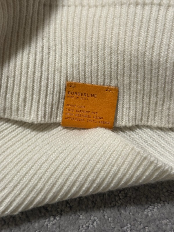 Borderline Ivory Ribbed Merino Wool Cashmere Crew Neck Pullover Sweater M gallery