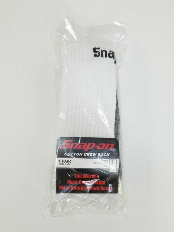 12 Pairs Men's White Snap On Tools Crew Socks Large FREE Shipping to USA New! gallery