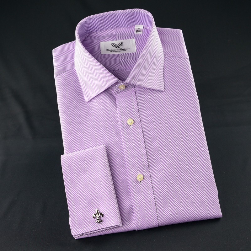 Purple Herringbone Twill Formal Business Dress Shirt Pink Check Sexy Boss Design gallery