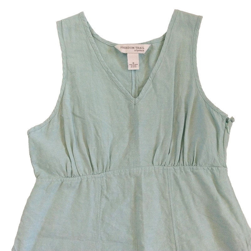 Freedom Trail by Kyodan Linen Blend Midi Dress Size M Mint Green Pockets gallery