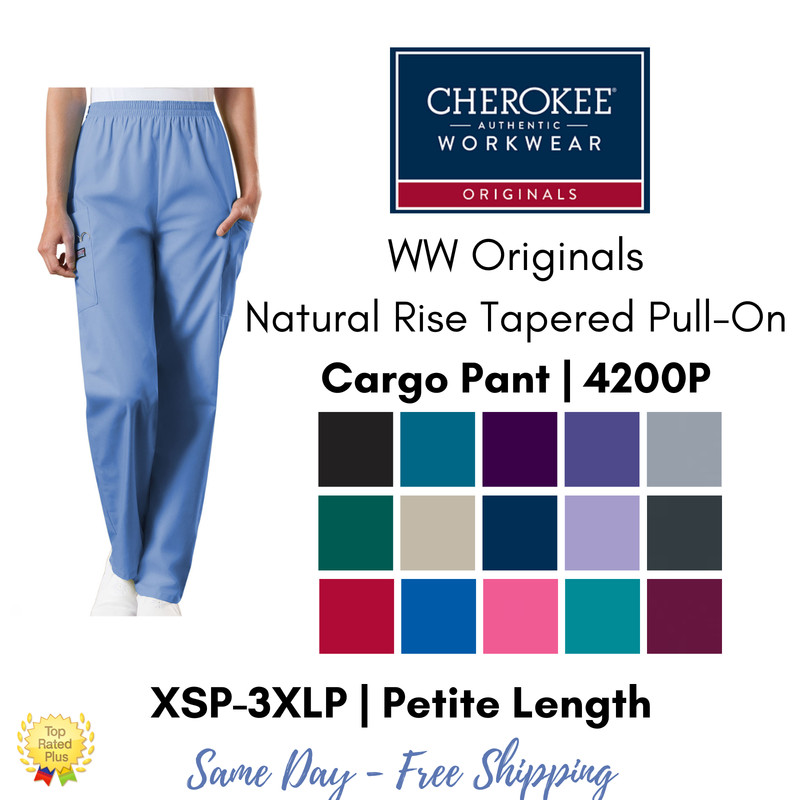 Cherokee Workwear Originals Elastic Waist Cargo Scrub Pant | 4200 PETITE