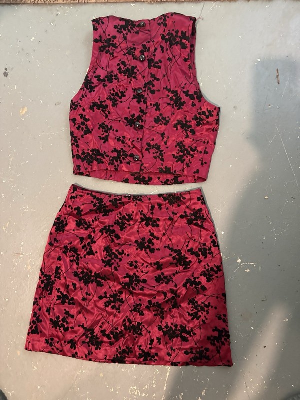 XOXO Vintage Two Piece Women’s Gothic Black Floral Lace Y2K 90s Style