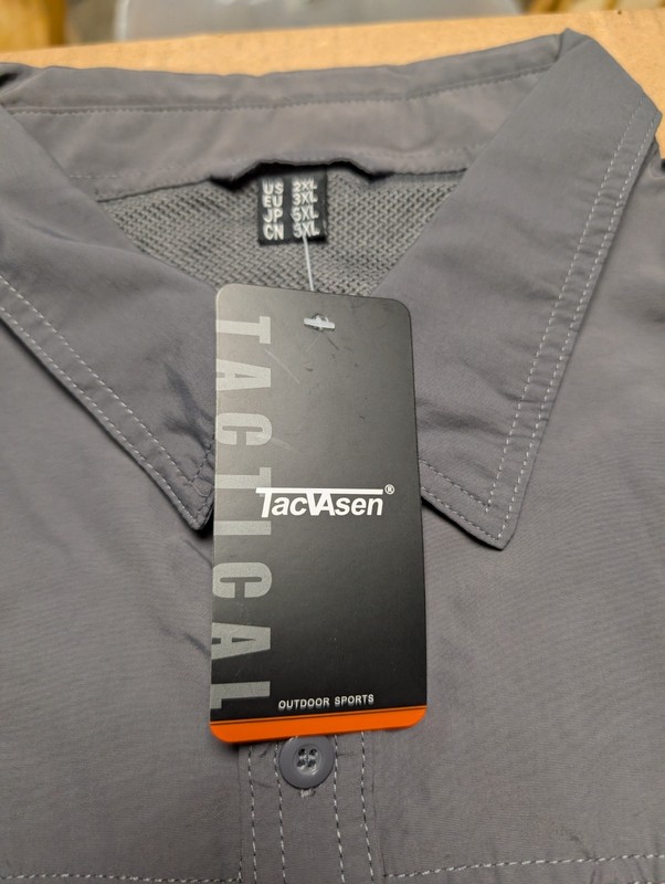 TACVASEN Men's 2XL Tactical Shirt NWT Long Sleeve Quick Dry Cargo Hiking Gray gallery