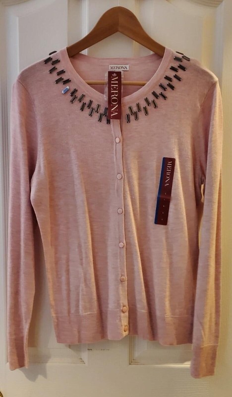 NWT Merona Pink Button Up Lightweight Sweater/Cardigan – L