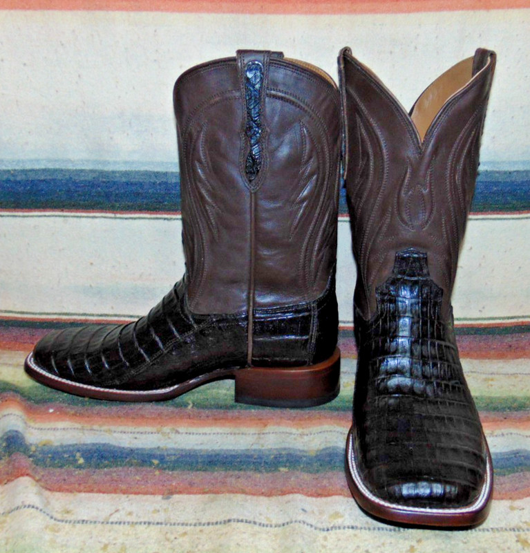 Mens Rujo The Roscoe Dark Brown Caiman / Leather Cowboy Boots 11 D New in Box