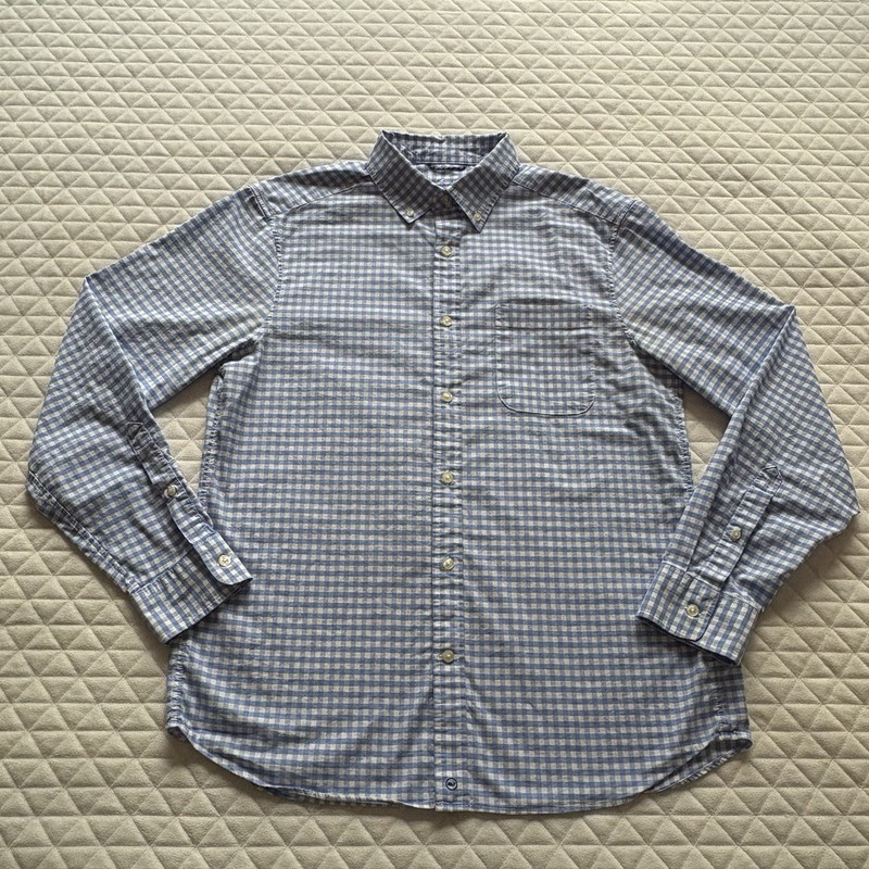 On-The-Go Performance Vineyard Vines brrrº Blue White Gingham Men’s Shirt Size M