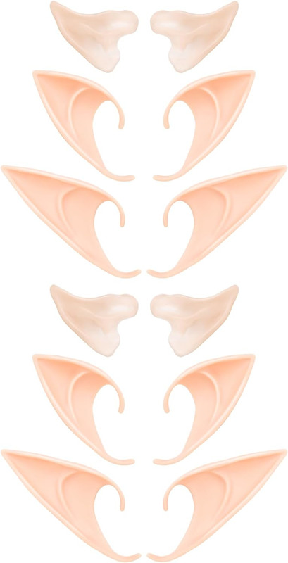 6 Pairs Soft Pointed Elf Ears Costume Accessories for Cosplay and Dress Up