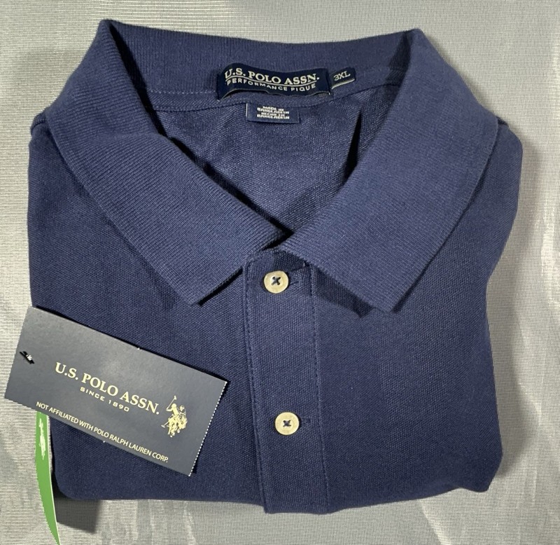 U.S. Polo Assn BLUE Performance Pique Polo Shirt Short Sleeve Men's Size 3XL gallery