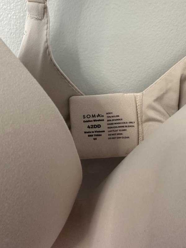 Soma Embliss Women's Beige Wireless Molded T-Shirt Bra 42DD Hook & Eye gallery
