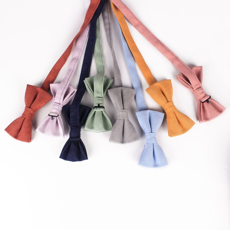 Mens Linen Cotton Pre Tied Bow Tie Wedding Business Formal Bow Tie gallery