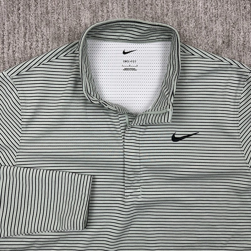 Nike Sweater Mens Large Dri-FIT Striped Quarter-Zip Pullover CU9830-017 Green