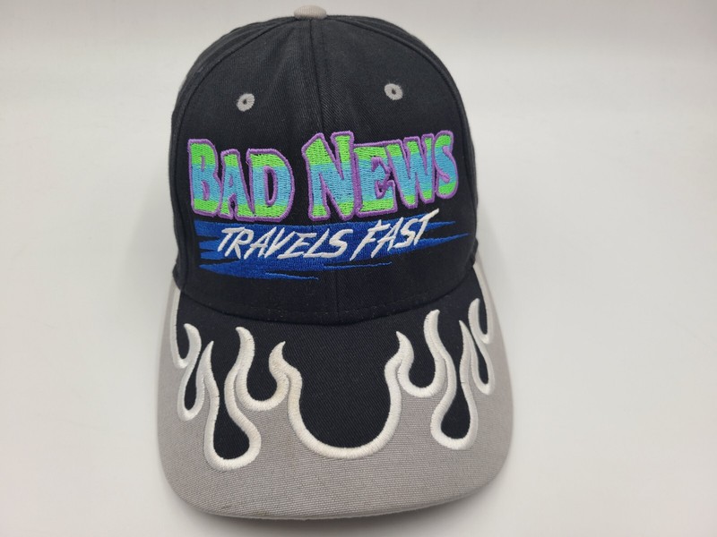 Bad News Travels Fast Monster Truck Flames Adjustable Hat Cap Men Women Black