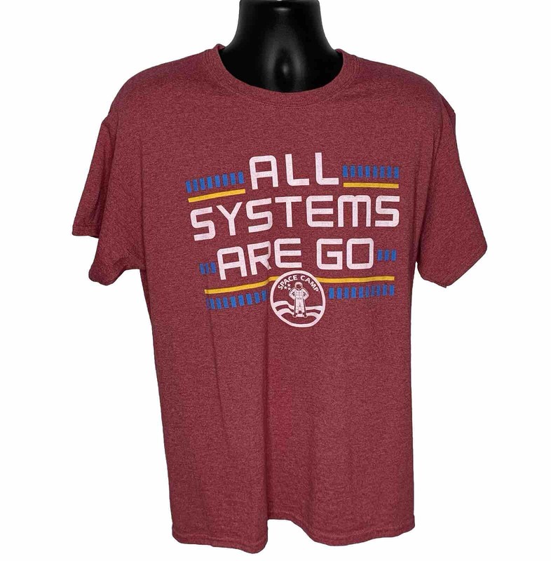 Space Camp T Shirt All Systems Are Go Adult Large Huntsville Rocket Center Red