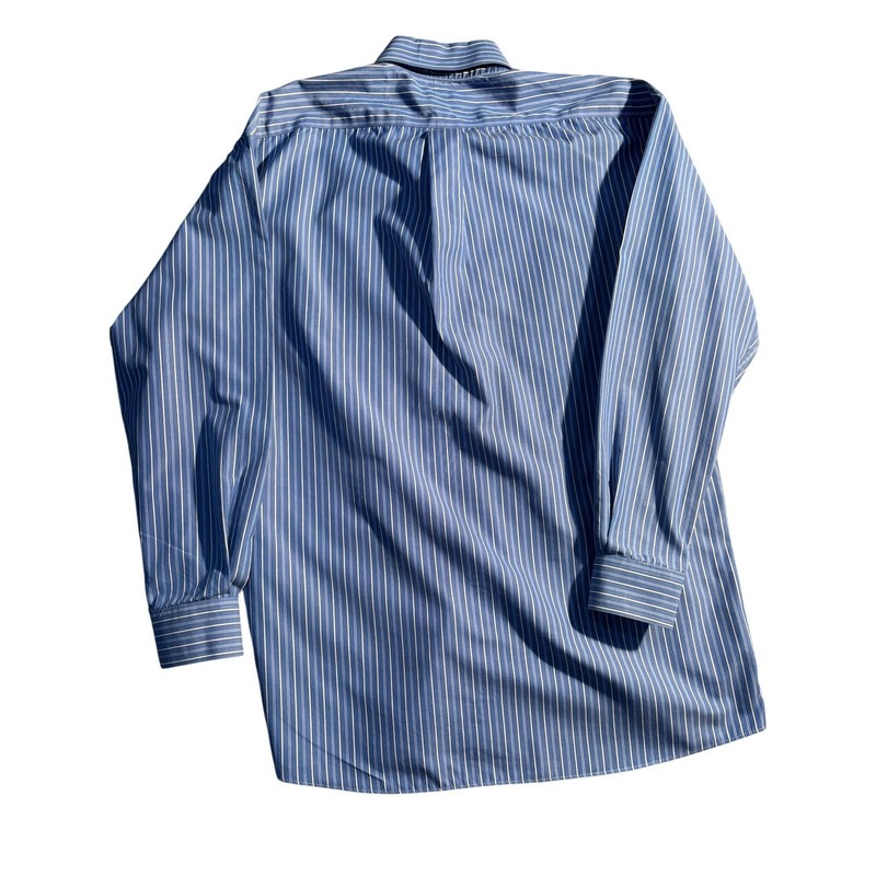 Jos. A. Bank Button Down Shirt Mens 16.5-34 Blue Striped Traveler Cotton Office gallery