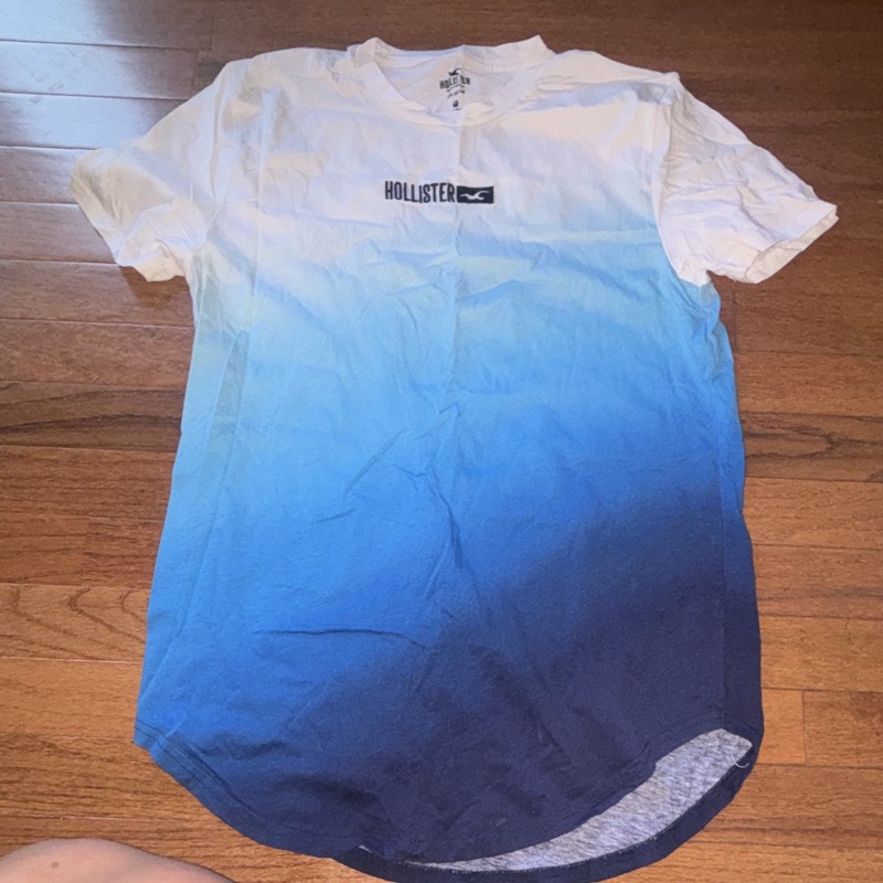 Hollister California Men’s White/Blue Gradient Logo Cotton Crew Tee M