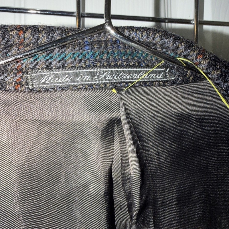 Ermenegildo Zegna Wool Tweed Plaid Blazer 42R Gray/Blue 2-Button Vent gallery