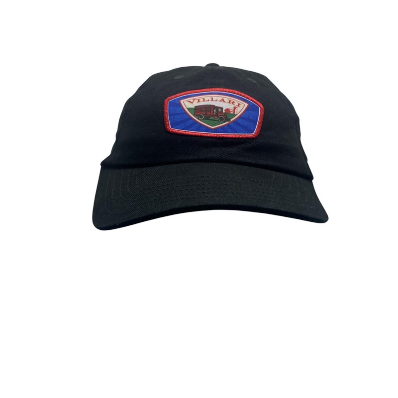 BIG Hat Cap Strap Back Mens One Size Black Baseball Villari Truck Patch Logo