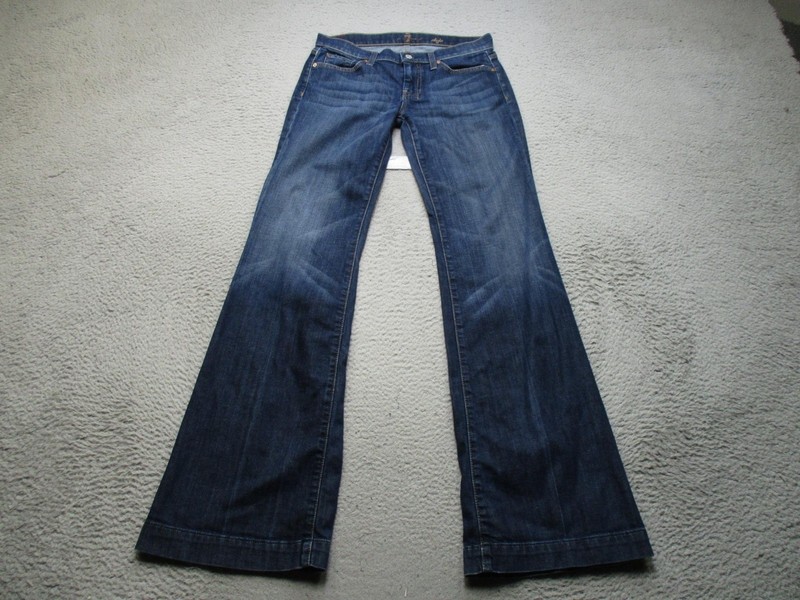 7 For All Mankind Dojo Jeans Womens 28 Blue Med Wash Mid Rise Flare Stretch
