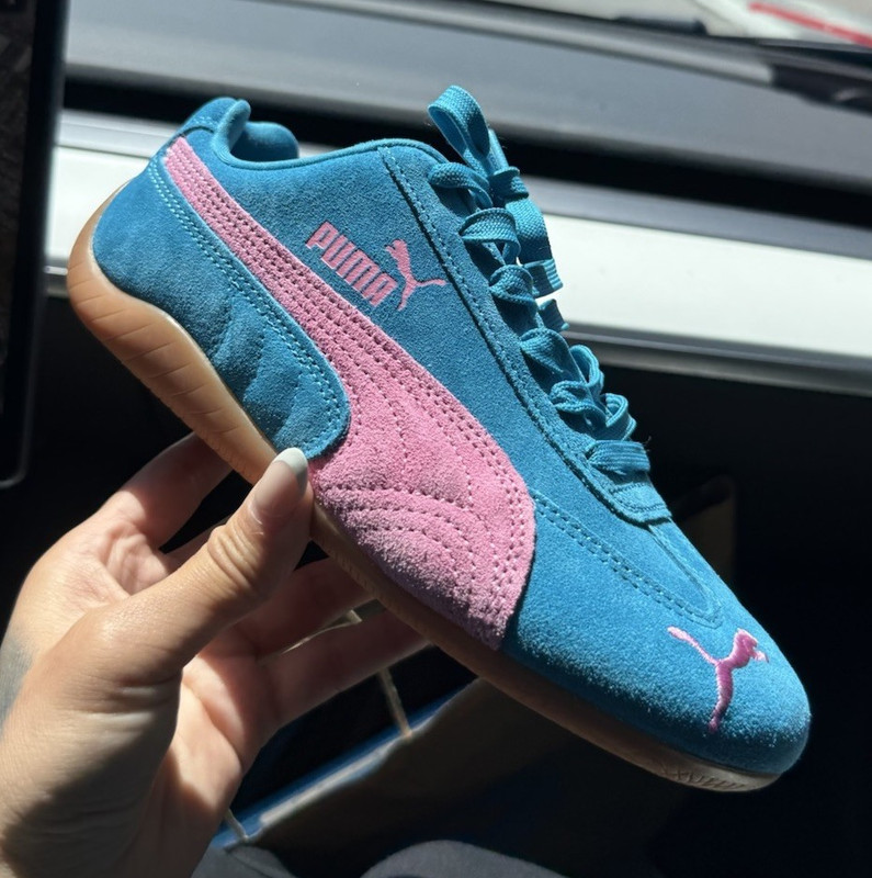 PUMA Speedcat Unisex Suede Low-Top Lace-Up Sneaker Blue Pink