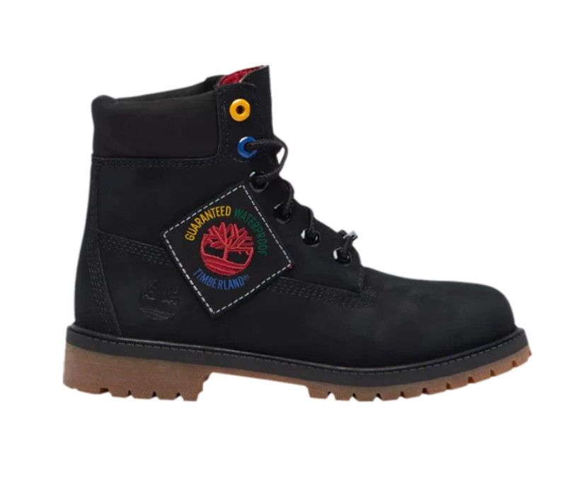 Timberland 6 inch Premium Boots Black Patch GS Kids Youth Junior TB0A2A75001