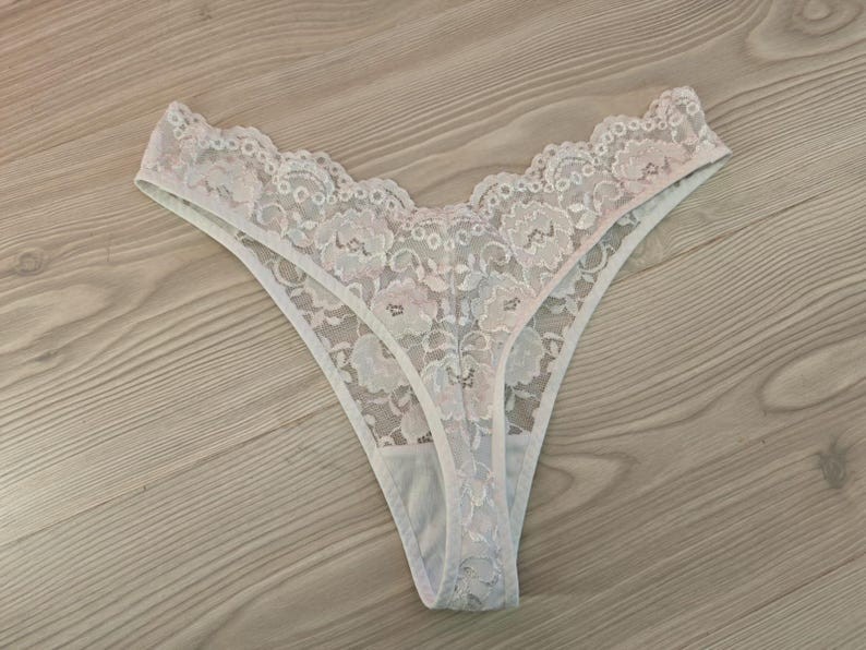 Cheer Lace Cute 1PCS White Comfy Ladies Thong Panty Women's Underwear Handmade gallery