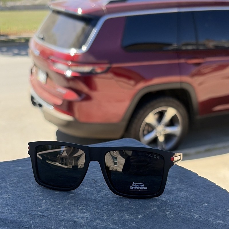 PRADA Polarized Rectangle Sunglasses, Black Frame, tinted Lens Full Set W box gallery