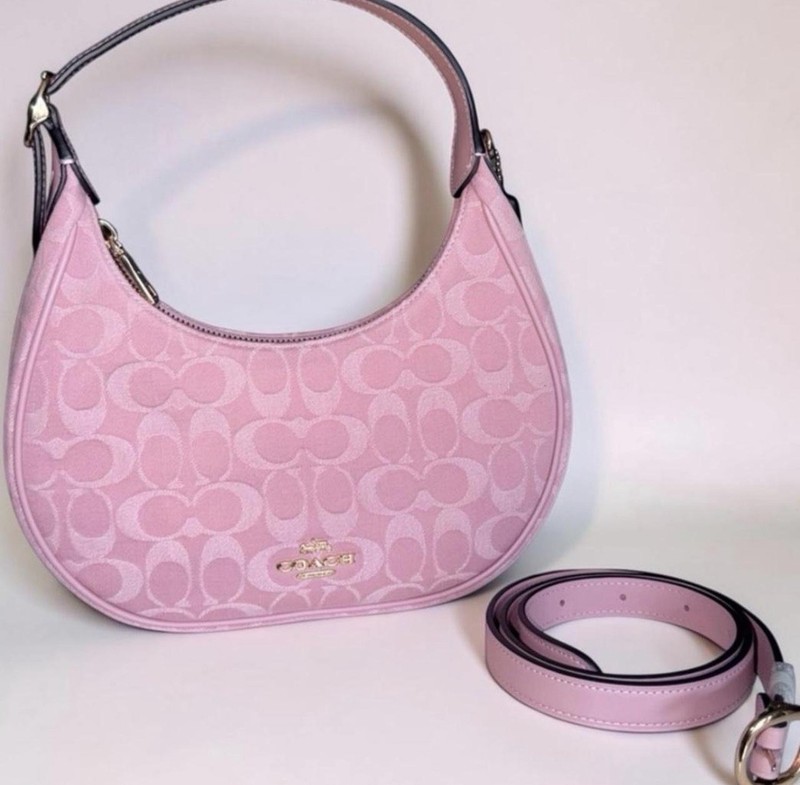 NWT Coach Emily Pink Denim Signature Canvas Hobo Bag gallery