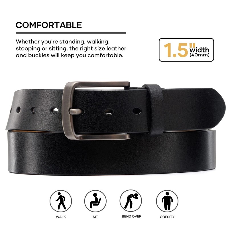 Men’s belts Full Grain Genuine Leather Casual Dress Jeans Belts for Men gallery