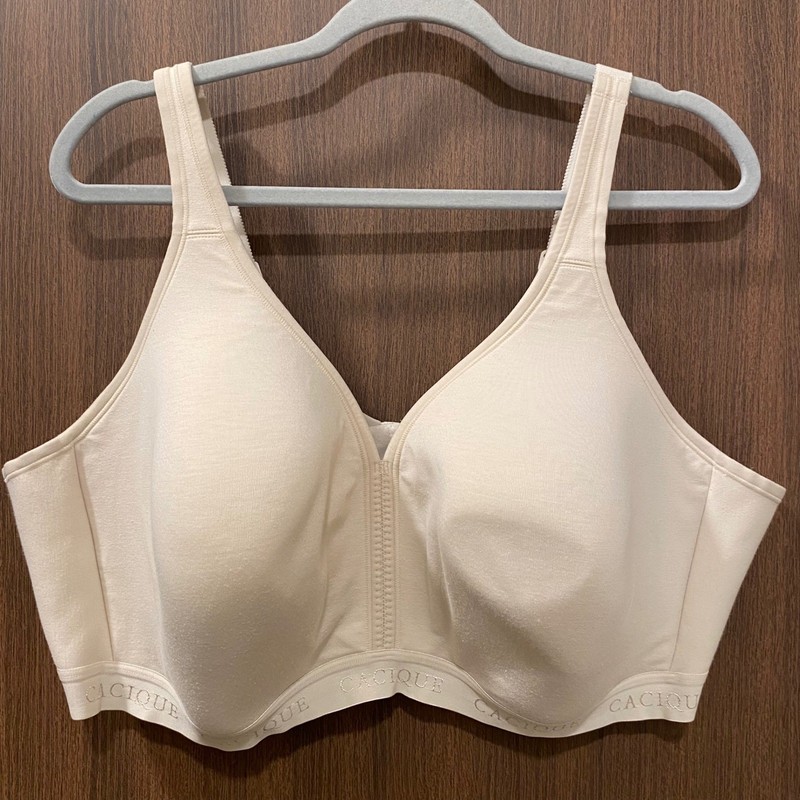 CACIQUE Cotton Lightly Lined No-Wire Bra Sze 50DD Beige Full Coverage Minimalist gallery