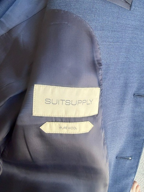 SuitSupply Havana Fit 42R Mid Blue Wool Suit – Preowned, Excellent – Final Sale gallery