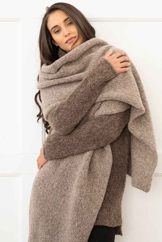 Oversized Knit Alpaca Scarf Shawl: Extra Long Merino Wool gallery