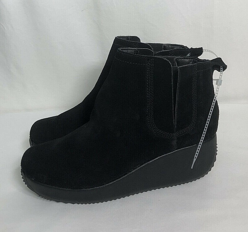 Volatile Women Ankle Booties Boots 8.5 Leather Suede Platform Flat Black Wedge gallery