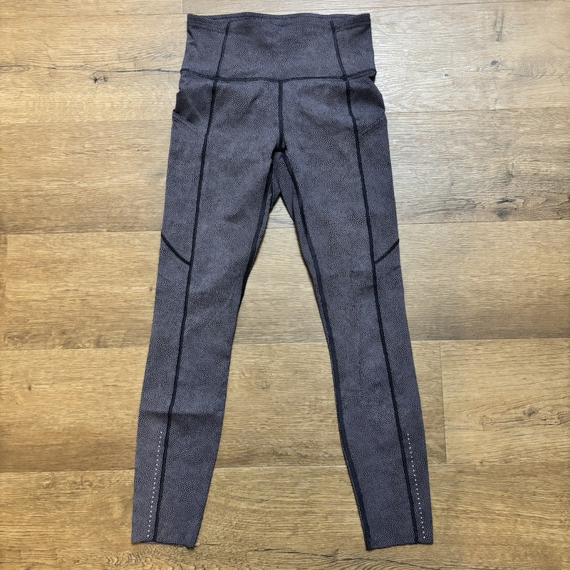 Lululemon Women’s Purple Polka Dot Nulux Fast Free Tight 25” Size 4 Run Yoga