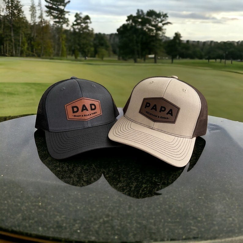 Personalized Dad Patch Hat, Trucker Hat, Leather Patch Hat, Custom Hat
