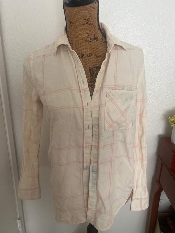 Aeropostale Shirt Womens M Pink Blue Tie Dye Long Sleeve Button Up Preppy Casual