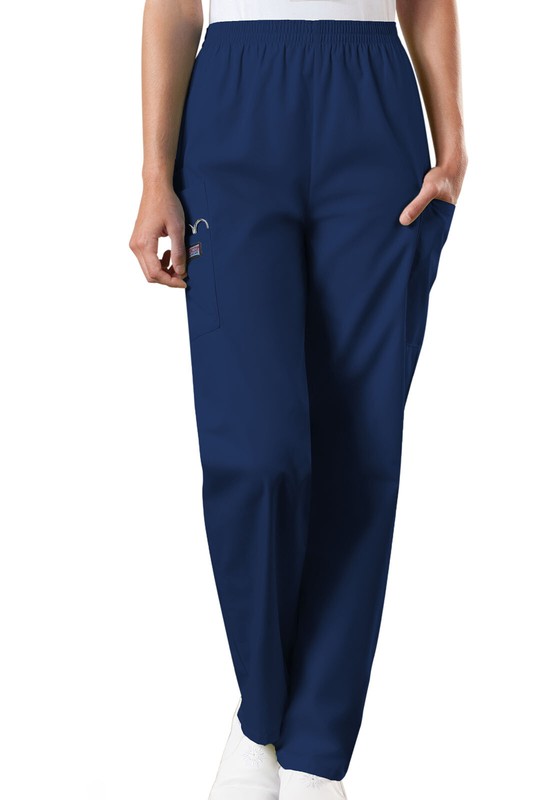Cherokee Workwear Natural Rise Tapered Pull-On Cargo Pant Petite 4200P NAVW Navy