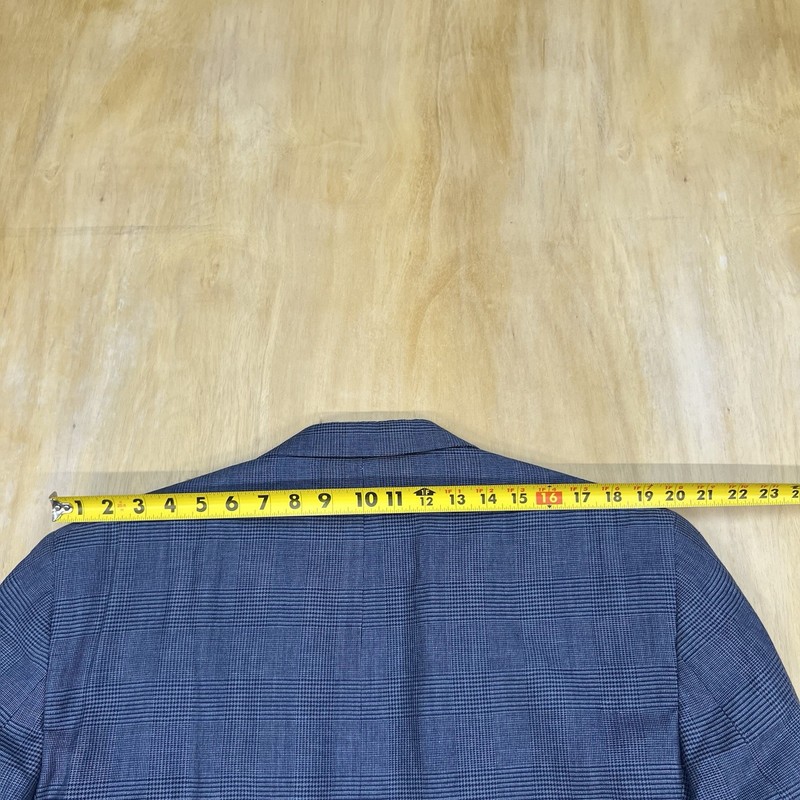 Jos A Bank 👉Altered👈 Wool Linen Blazer Mens 43R Navy Plaid gallery