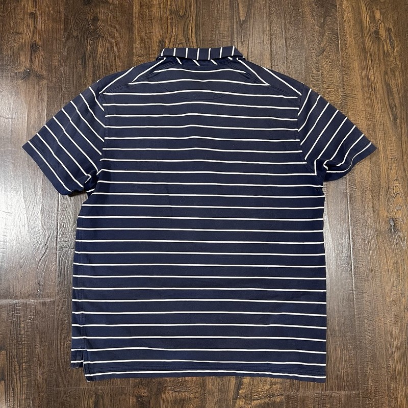 Nike Malbon Golf Polo Men’s Size Medium Navy Blue/White Striped Rare gallery