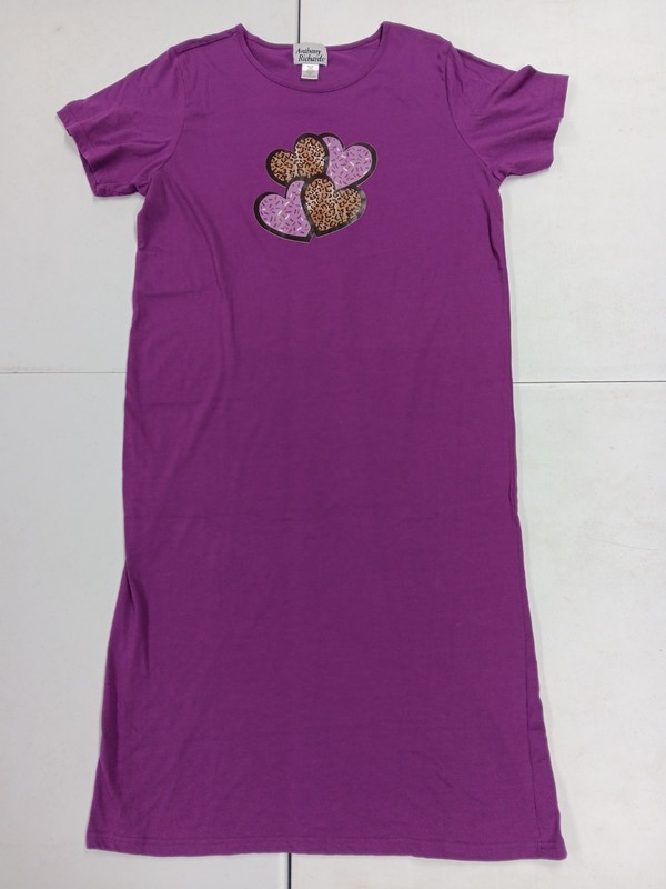 Woman’s Large Purple Nightgown Sleepwear Hearts Anthony Richards Leopard Pattern