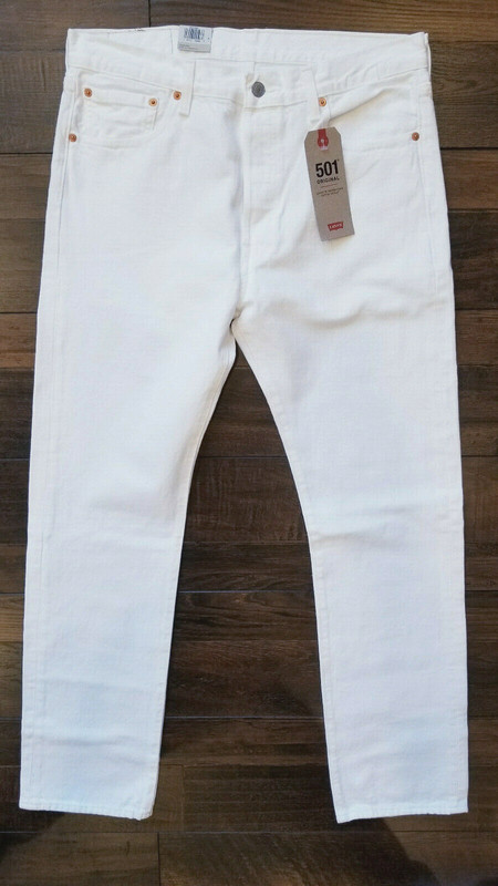 Levi's 501 Original Fit Mens Jeans 33X32 White W33L32 Levis 100% Cotton #0651 gallery
